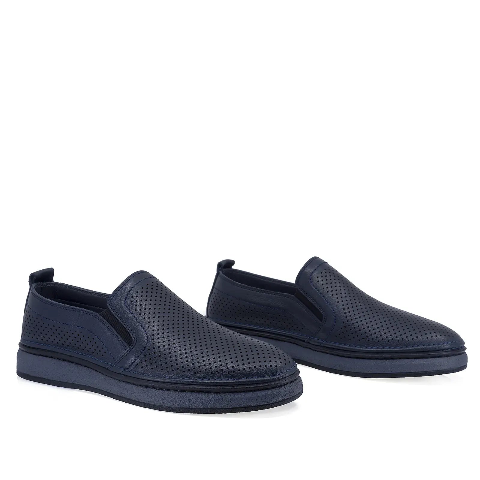 Pantofi casual bărbați Goretti bleumarin B69-320 piele naturală vițel vedere din față șireturi elegante