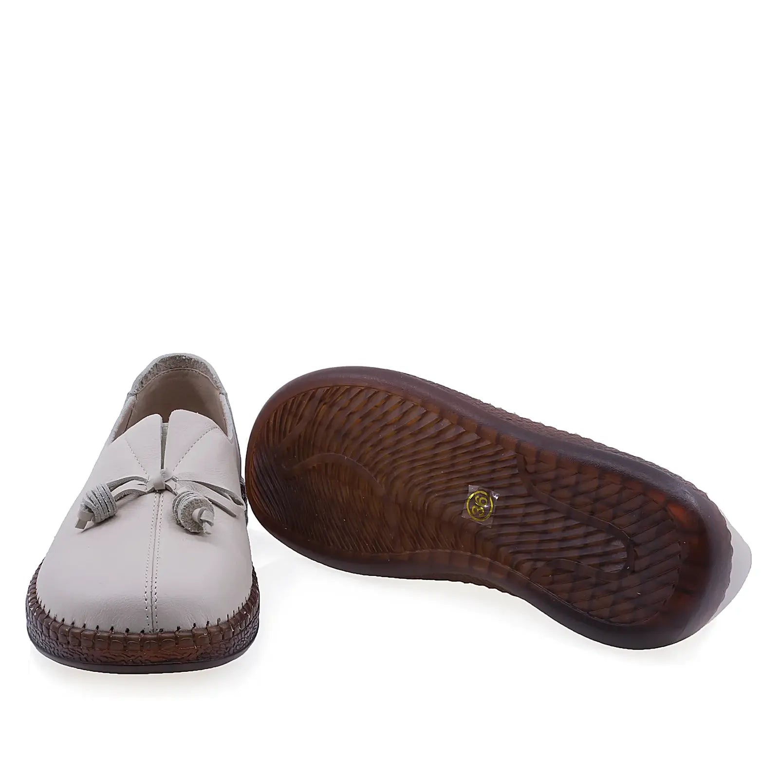 Pantofi damă Anna Viotti bej piele naturală box vedere din spate platformă confortabilă