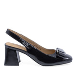 Pantofi damă eleganți Anna Viotti D105-5533-161 din piele lăcuită neagră, vedere lateral dreapta, toc 6,5 cm
