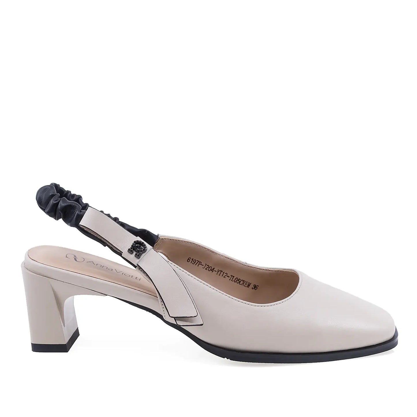Pantofi damă eleganți Anna Viotti D105-6197P-J204-YT12-TL05 crem din piele naturală, vedere lateral dreapta, toc 5,5 cm