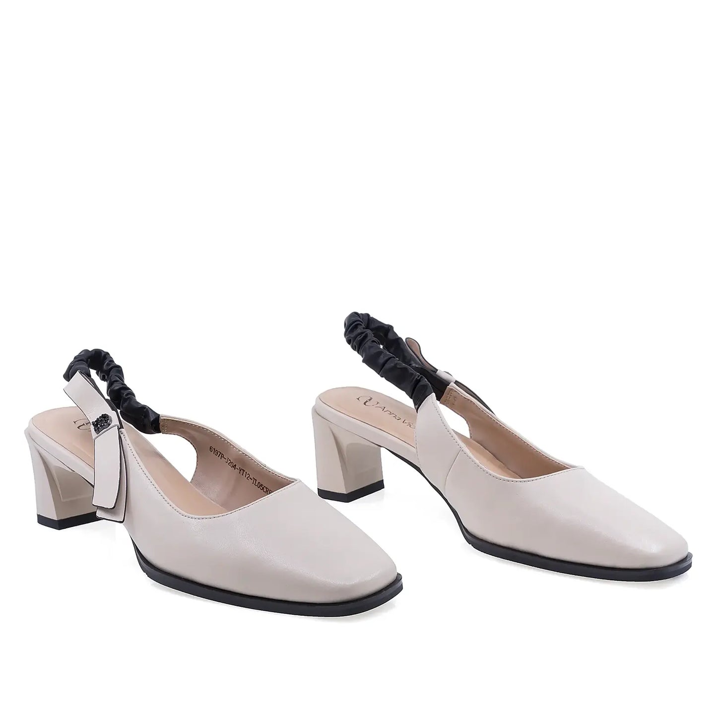 Pantofi damă eleganți Anna Viotti D105-6197P-J204-YT12-TL05 crem, închiși în față, din piele naturală