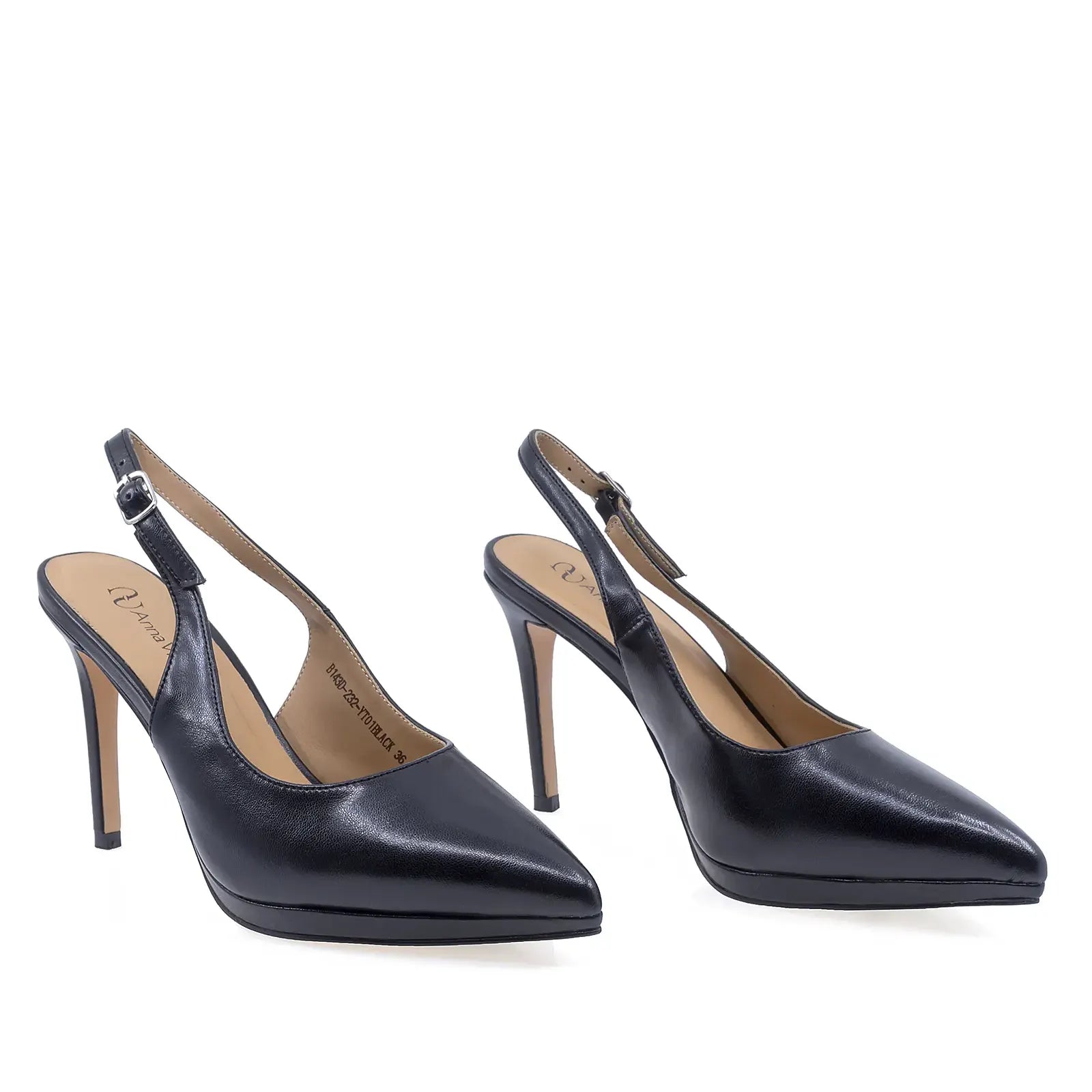 Pantofi damă eleganți Anna Viotti D105-B143D-232-YT01 negri, închiși în față, stiletto cu platformă, design sofisticat