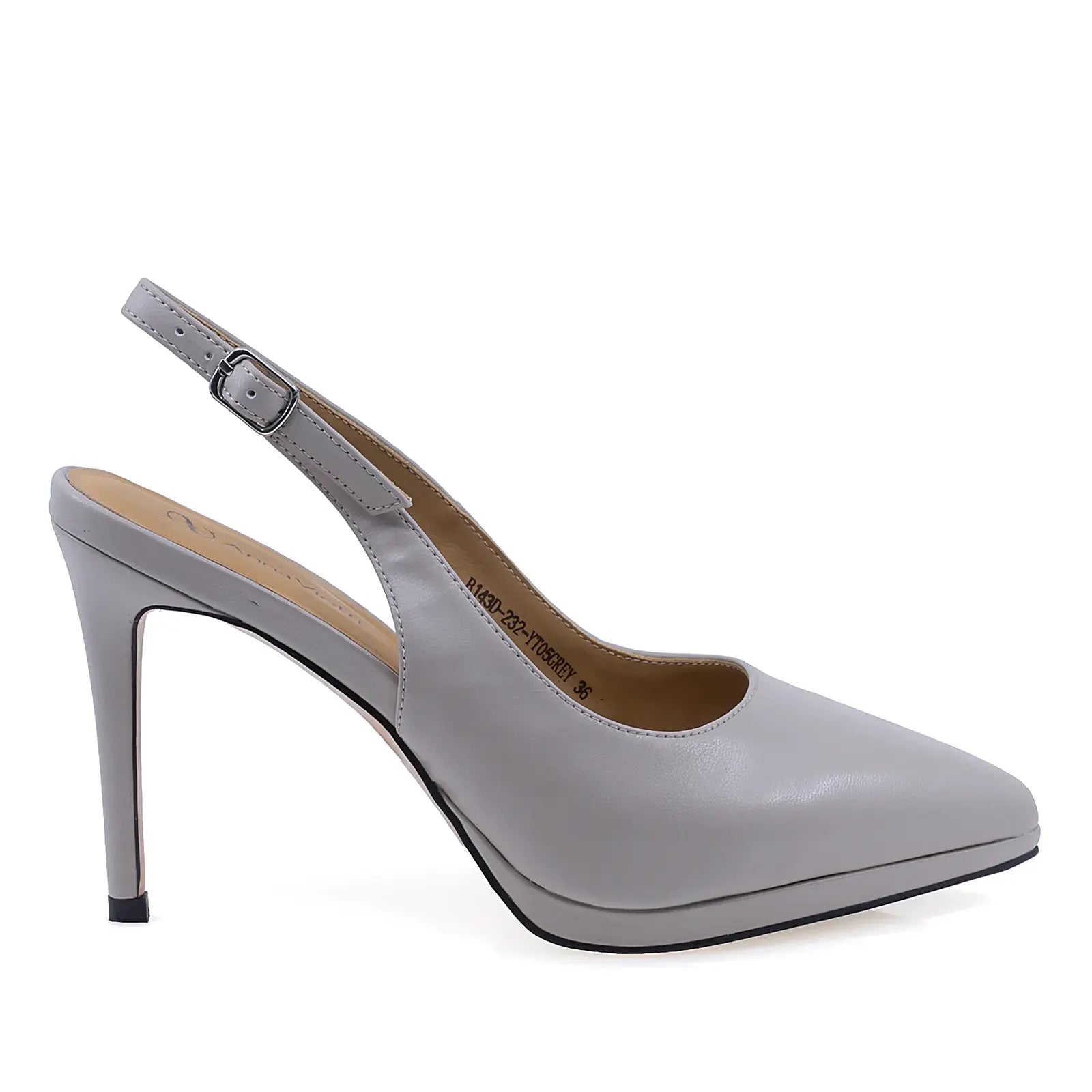 Pantofi damă eleganți Anna Viotti gri din piele naturală D105-B143D-232-YT05, vedere lateral dreapta, toc 10 cm