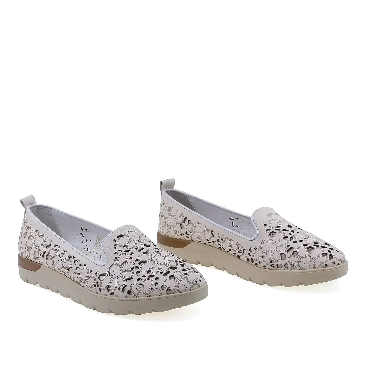 Pantofi damă Anna Viotti D12-3113 bej din piele naturală perforată, confortabili și ușor de asortat