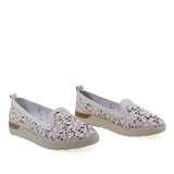 Pantofi damă Anna Viotti D12-3113 bej din piele naturală perforată, confortabili și ușor de asortat