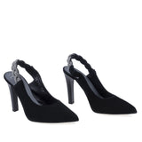 Pantofi dama eleganti Anna Viotti D2183 negri din piele intoarsa, cu varf ascutit tip stiletto si toc de 10 cm