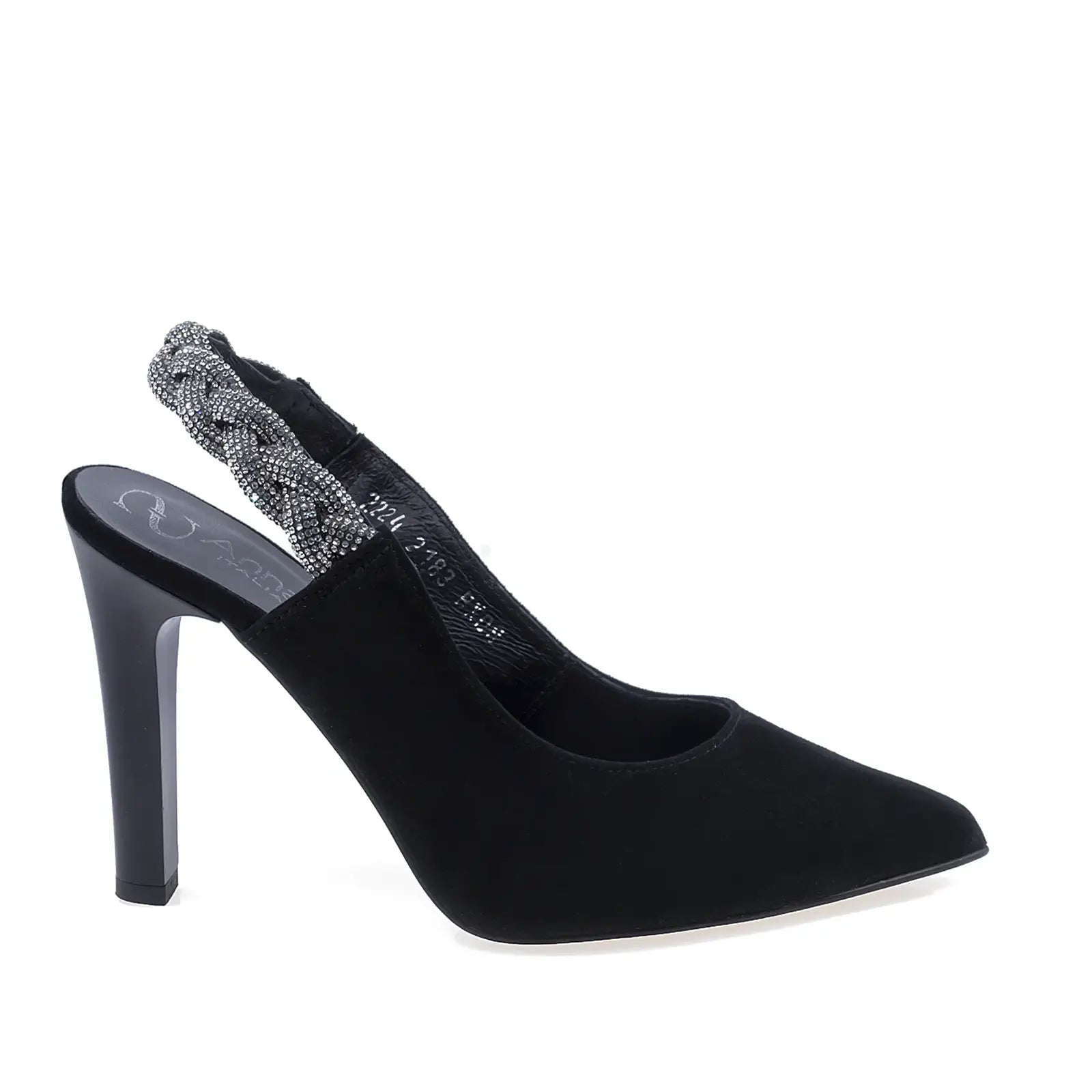 Pantofi dama eleganti Anna Viotti D2183 negri, vedere laterala dreapta, design sofisticat din piele intoarsa