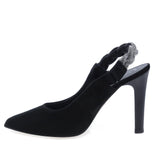 Pantofi dama Anna Viotti D2183 din piele intoarsa neagra, cu toc inalt si aspect elegant