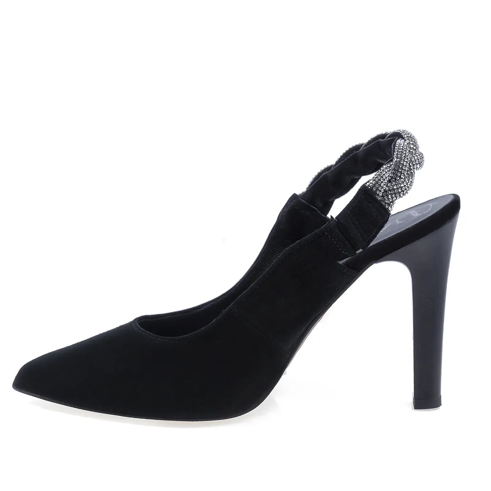 Pantofi dama Anna Viotti D2183 din piele intoarsa neagra, cu toc inalt si aspect elegant