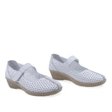 Pantofi damă Anna Viotti D22-4055 albi din piele naturală perforată, vedere din față