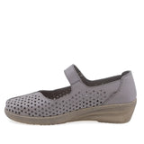 Pantofi damă Anna Viotti D22-4055 din piele naturală gri perforată, vedere laterală stângă