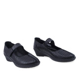 Pantofi dama Anna Viotti D22-4055 negri din piele naturala perforata, design casual confortabil
