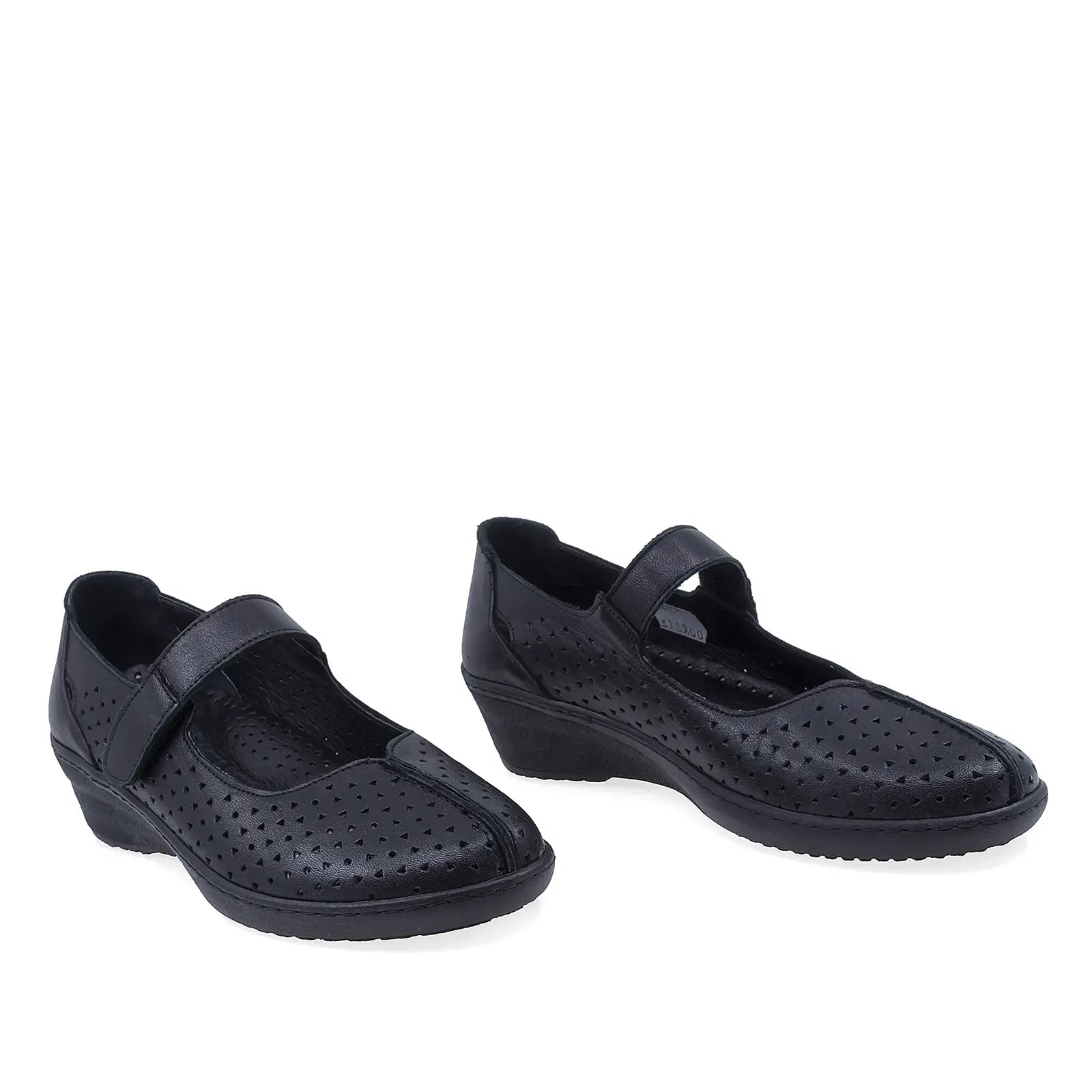 Pantofi dama Anna Viotti D22-4055 negri din piele naturala perforata, design casual confortabil