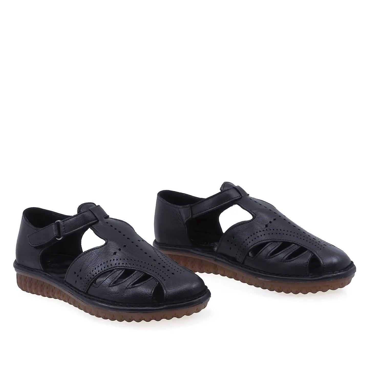Pantofi dama Anna Viotti D22-S389 negri din piele naturala, vedere din fata