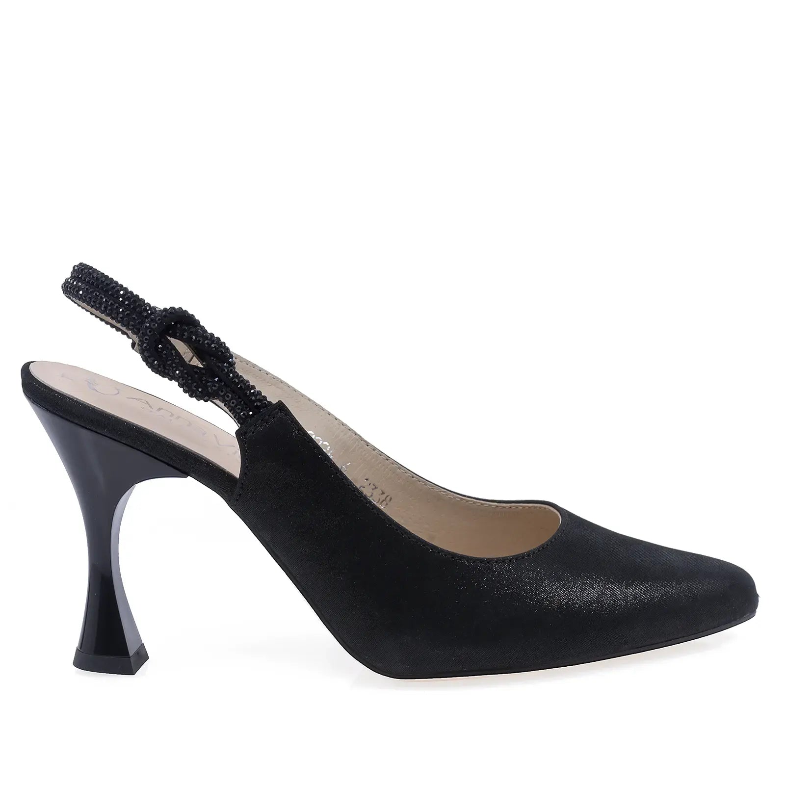 Pantofi dama Anna Viotti D2338 negri, vedere laterala dreapta, toc de 8 cm