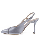 Pantofi eleganti dama Anna Viotti D3060 din piele naturala argintie, vedere laterala stanga