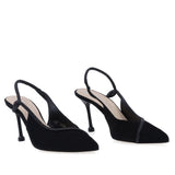 Pantofi dama eleganti Anna Viotti D3060 negri din piele naturala intoarsa cu toc de 9 cm