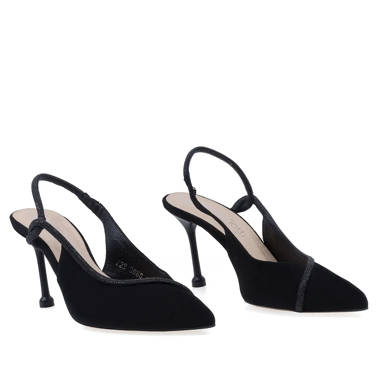 Pantofi dama eleganti Anna Viotti D3060 negri din piele naturala intoarsa cu toc de 9 cm