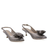 Pantofi dama eleganti Anna Viotti D3134 aurii din piele naturala perforata cu toc de 5 cm
