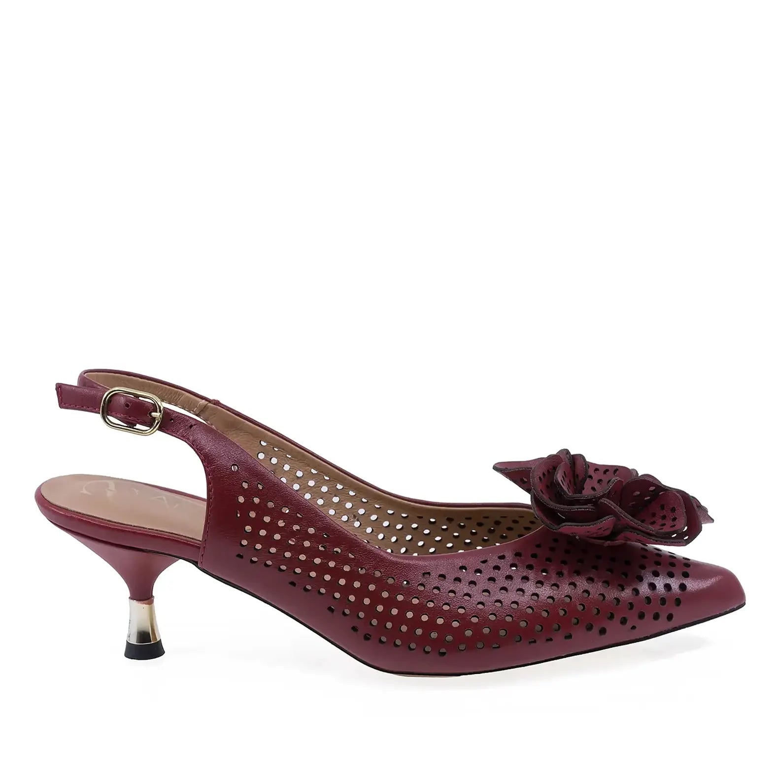 Pantofi dama Anna Viotti D3134 rosii, vedere laterala dreapta, toc subtire de 5 cm