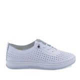 Pantofi damă casual Anna Viotti D74-405 albi, vedere laterală dreapta, realizați din piele naturală perforată