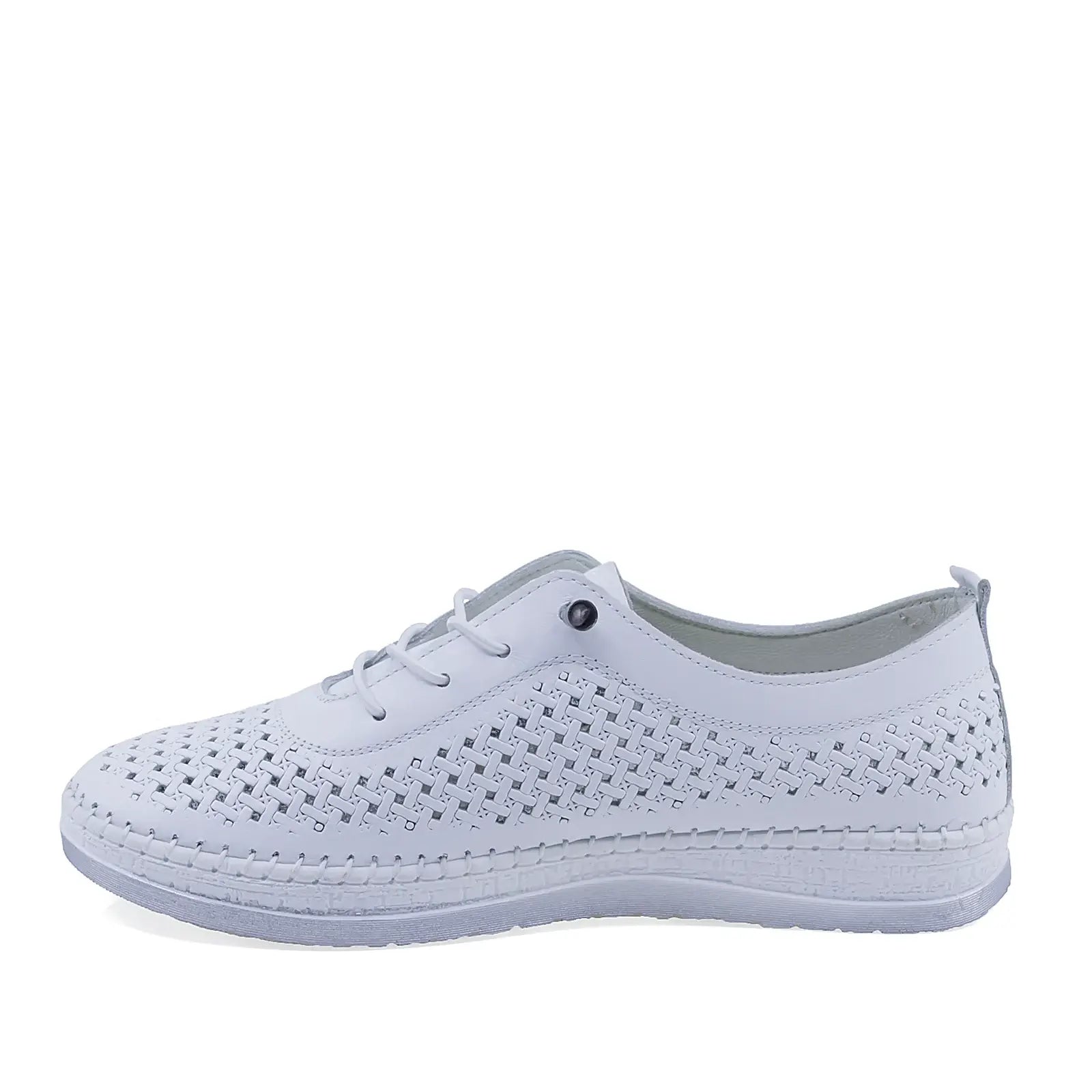 Pantofi damă Anna Viotti D74-405 albi cu piele perforată și design modern pentru confort în sezonul cald