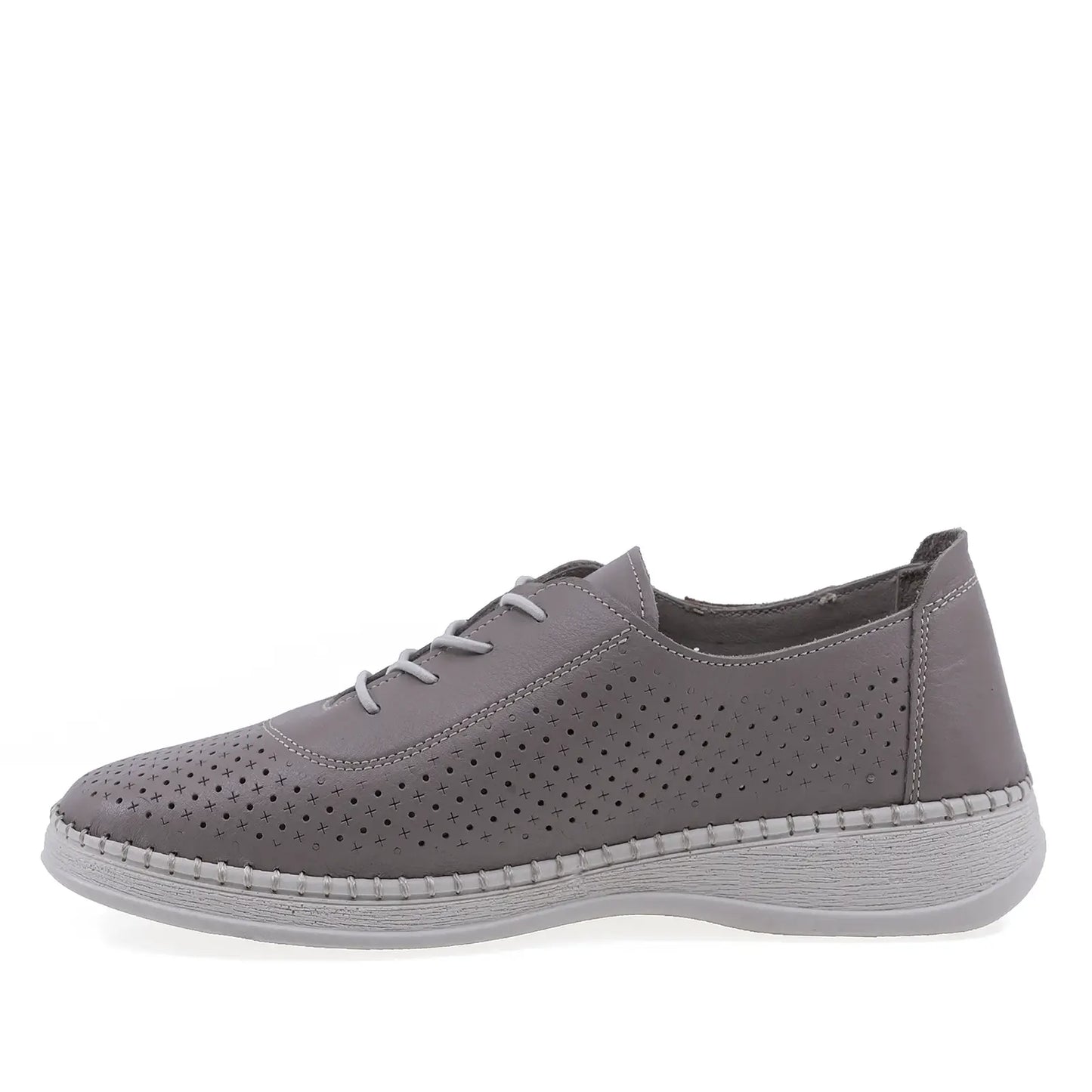Pantofi dama casual Anna Viotti D77-26001 din piele naturala gri, vedere laterala stanga