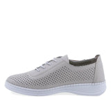 Pantofi casual damă Anna Viotti gri, lateral stânga, design perforat și cusături manuale