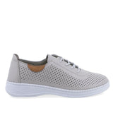 Pantofi damă Anna Viotti gri din piele naturală perforată, lateral dreapta, comozi și eleganți casual