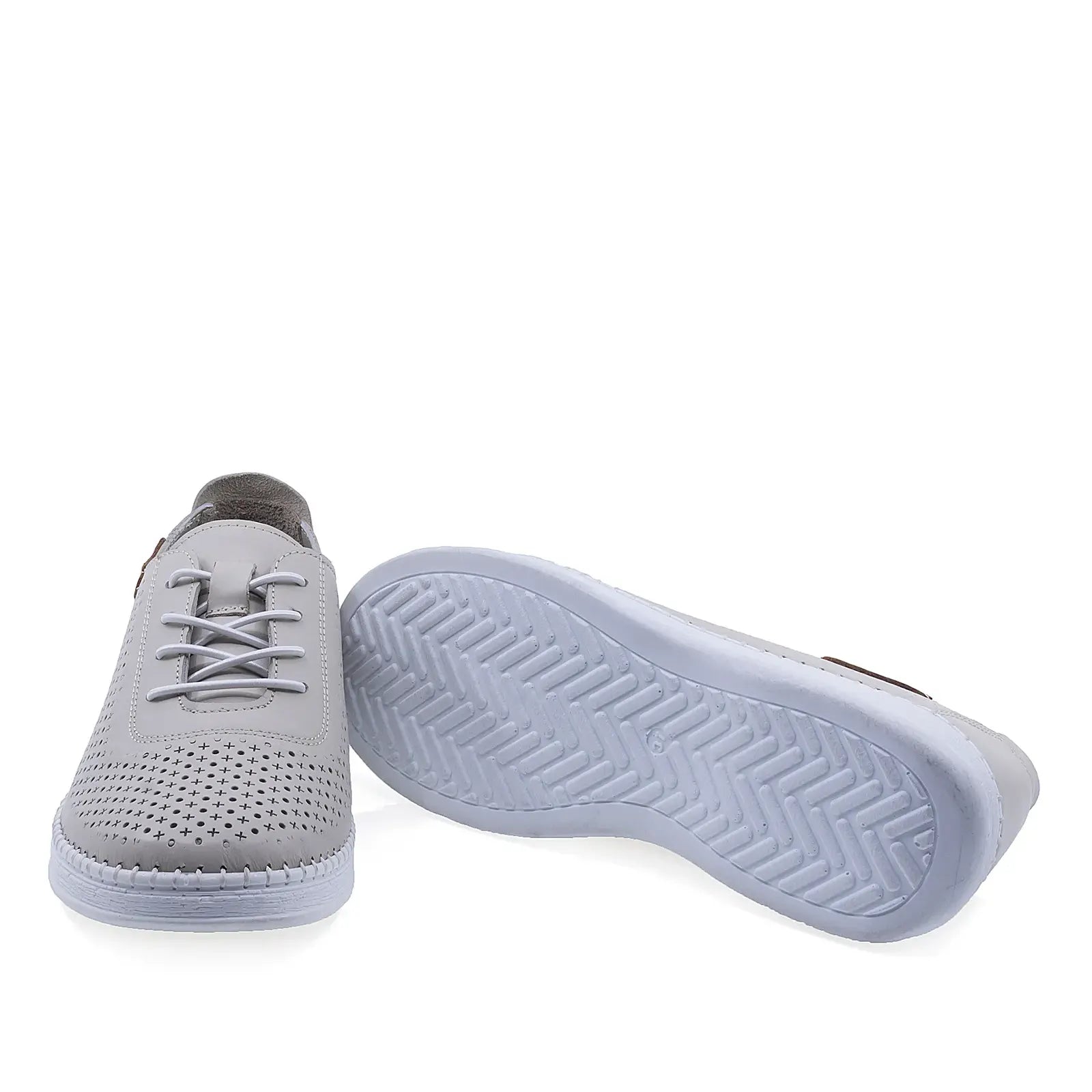 Pantofi damă Anna Viotti gri, vedere din spate, design ergonomic și confort de durată