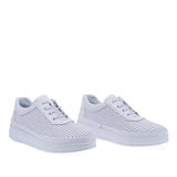 Pantofi dama casual Anna Viotti D77-RW010 piele naturala alba vedere din fata stil minimalist elegant