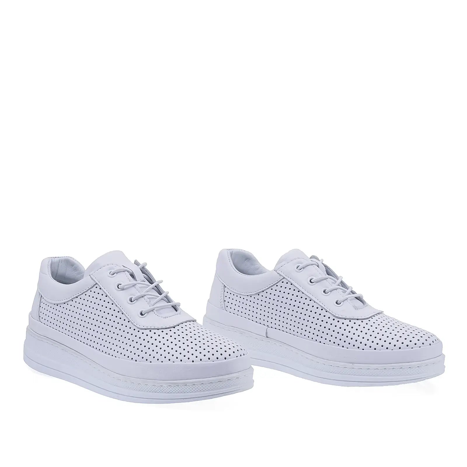 Pantofi dama casual Anna Viotti D77-RW010 piele naturala alba vedere din fata stil minimalist elegant
