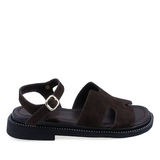 Pantofi dama casual Anna Viotti piele intoarsa naturala maro vedere lateral dreapta talpa usoara si confortabila