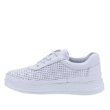 Pantofi dama casual piele naturala Anna Viotti D77-RW010 albi vedere lateral stanga design casual modern