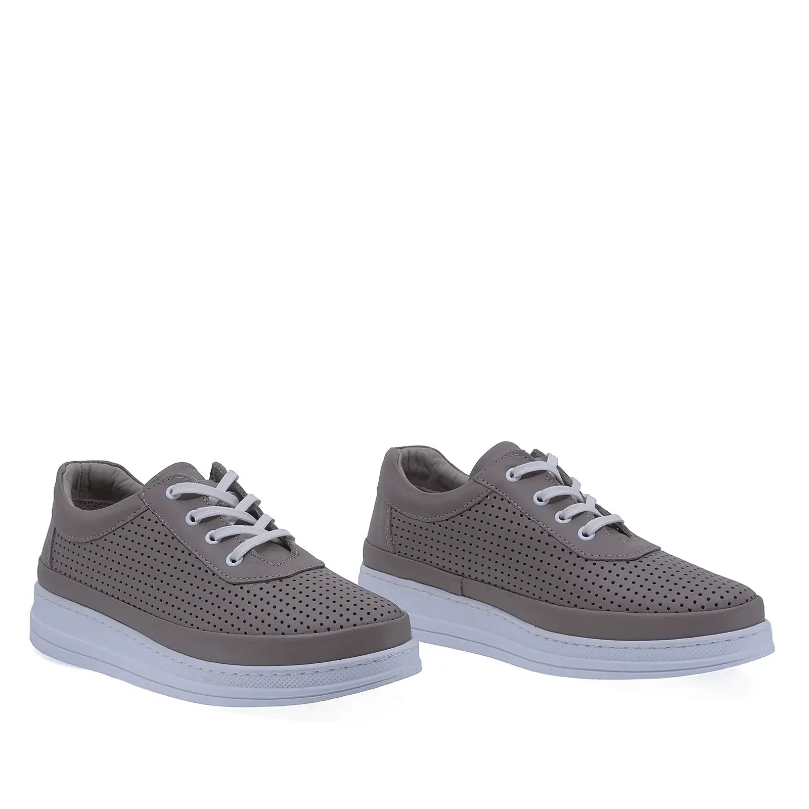 Pantofi dama casual Anna Viotti D77-RW010 piele naturala gri inchis vedere din fata design modern
