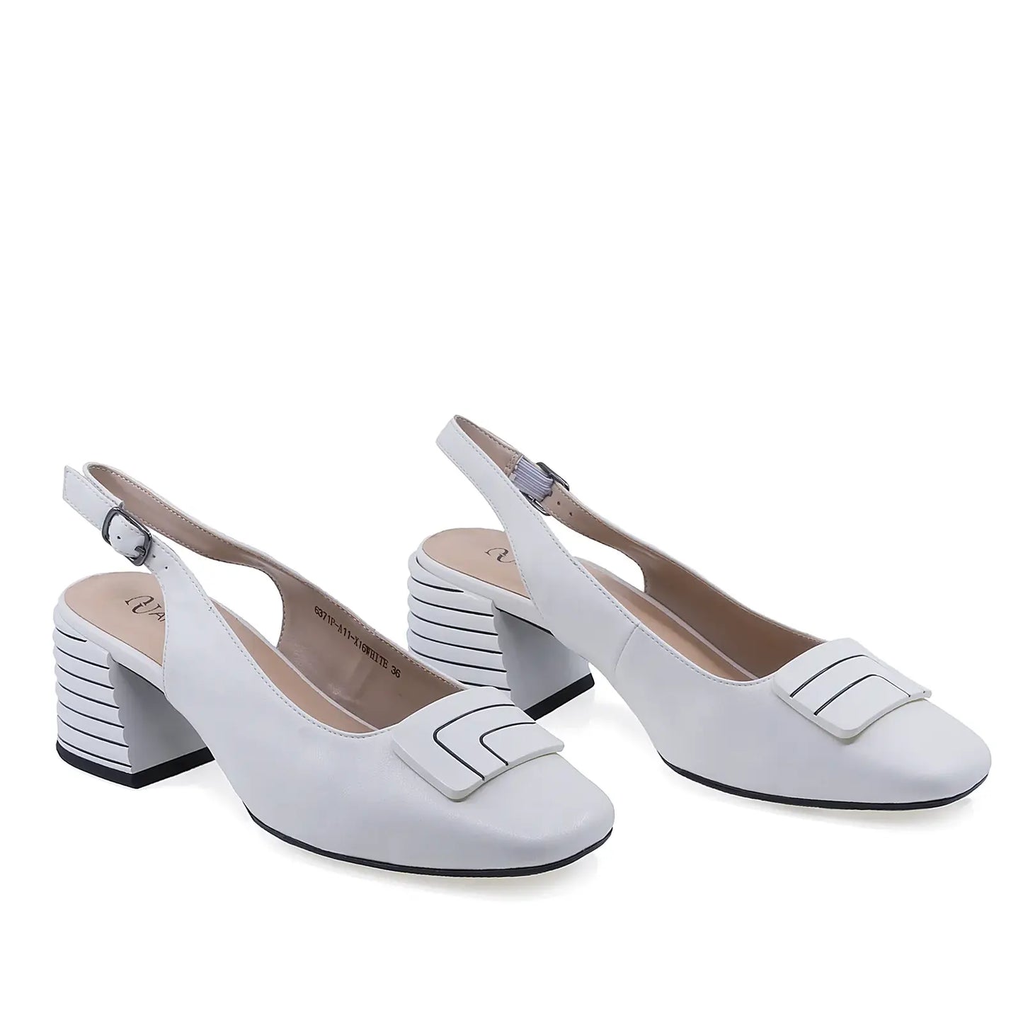 Pantofi damă eleganți albi Anna Viotti D105-6371P-A11-X16, vedere frontală, vârf închis și design modern feminin