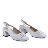 Pantofi damă eleganți albi Anna Viotti D105-6371P-A11-X16, vedere frontală, vârf închis și design modern feminin