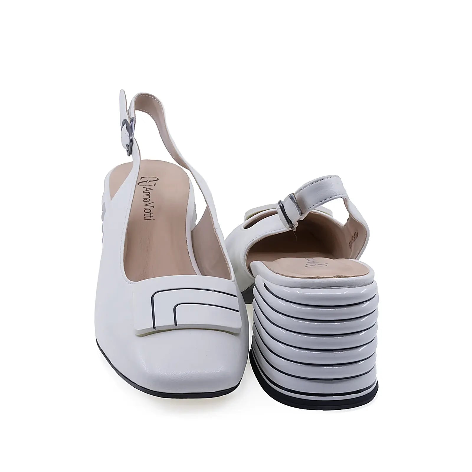 Pantofi damă eleganți Anna Viotti D105-6371P-A11-X16, vedere din spate, model deschis slingback cu fixare sigură