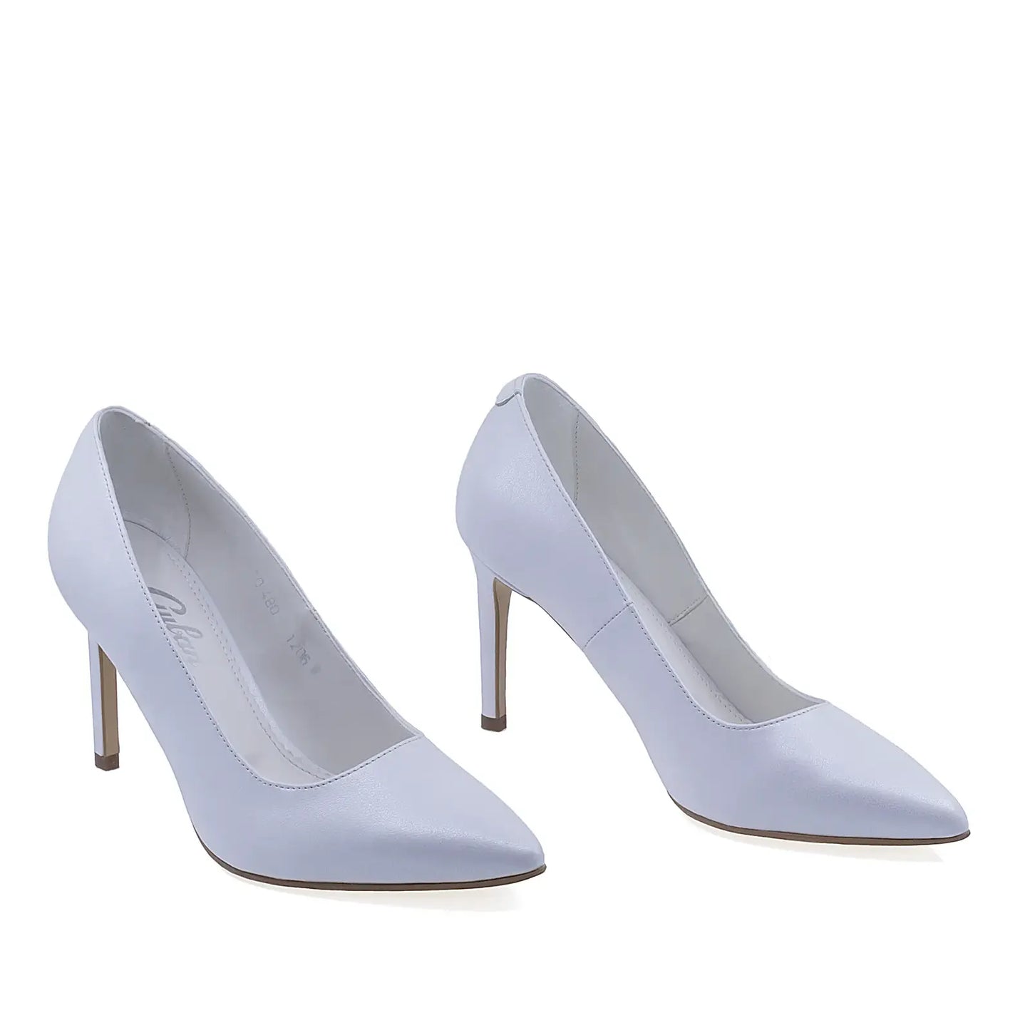 Pantofi dama eleganti Guban D1206 albi vedere din fata piele naturala stil rafinat