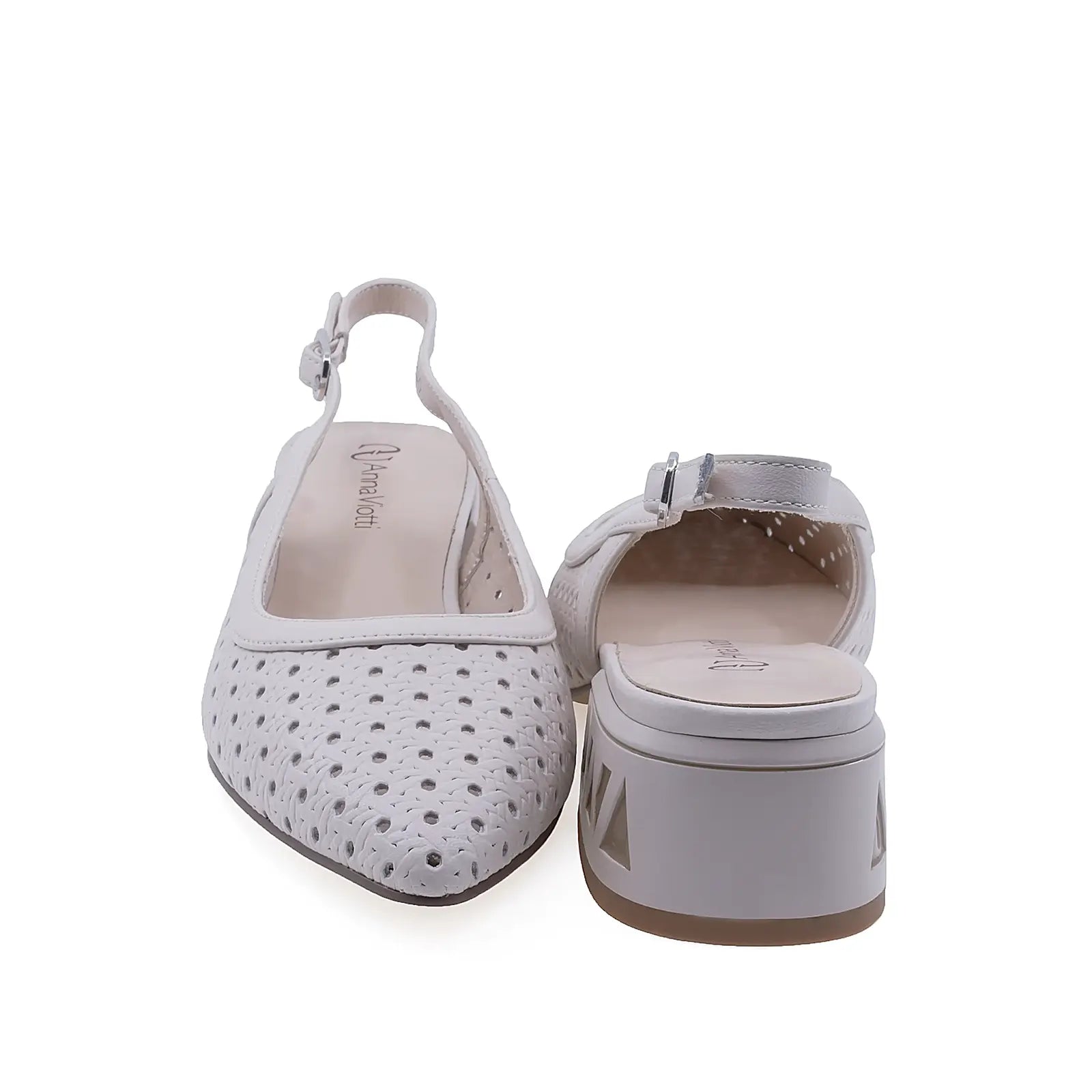 Pantofi dama eleganti Anna Viotti vedere spate piele naturala bej design modern