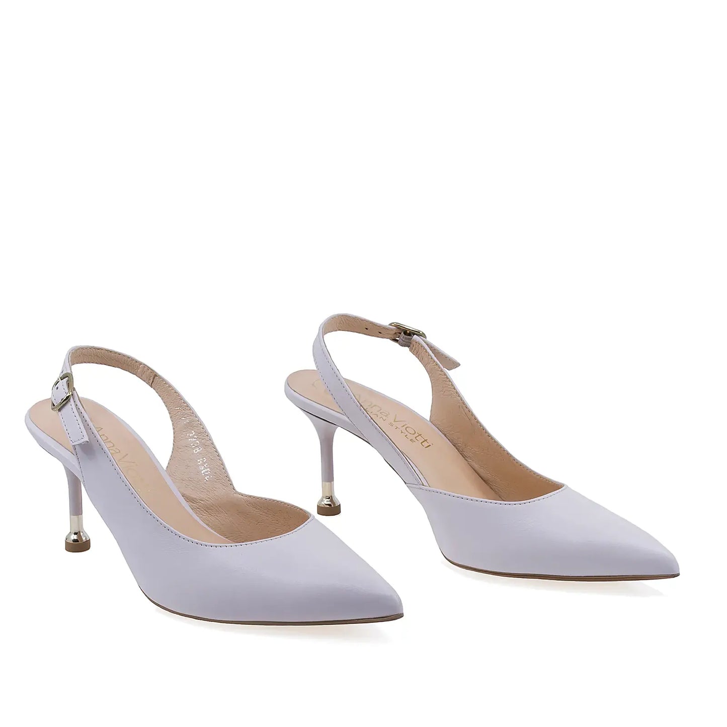 Pantofi dama eleganti Anna Viotti D3238 piele naturala ivoar vedere din fata cu varf inchis si aspect rafinat