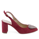 Pantofi damă eleganți roșii Kordel 2793 din piele întoarsă, toc solid 7,5 cm, vedere lateral dreapta