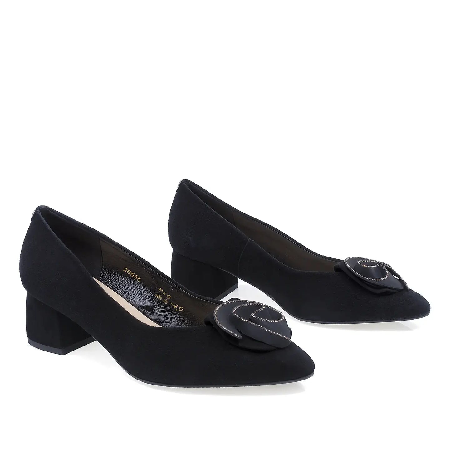 Pantofi damă eleganți negri din piele întoarsă Sala DSALA20666, vedere din față, model clasic