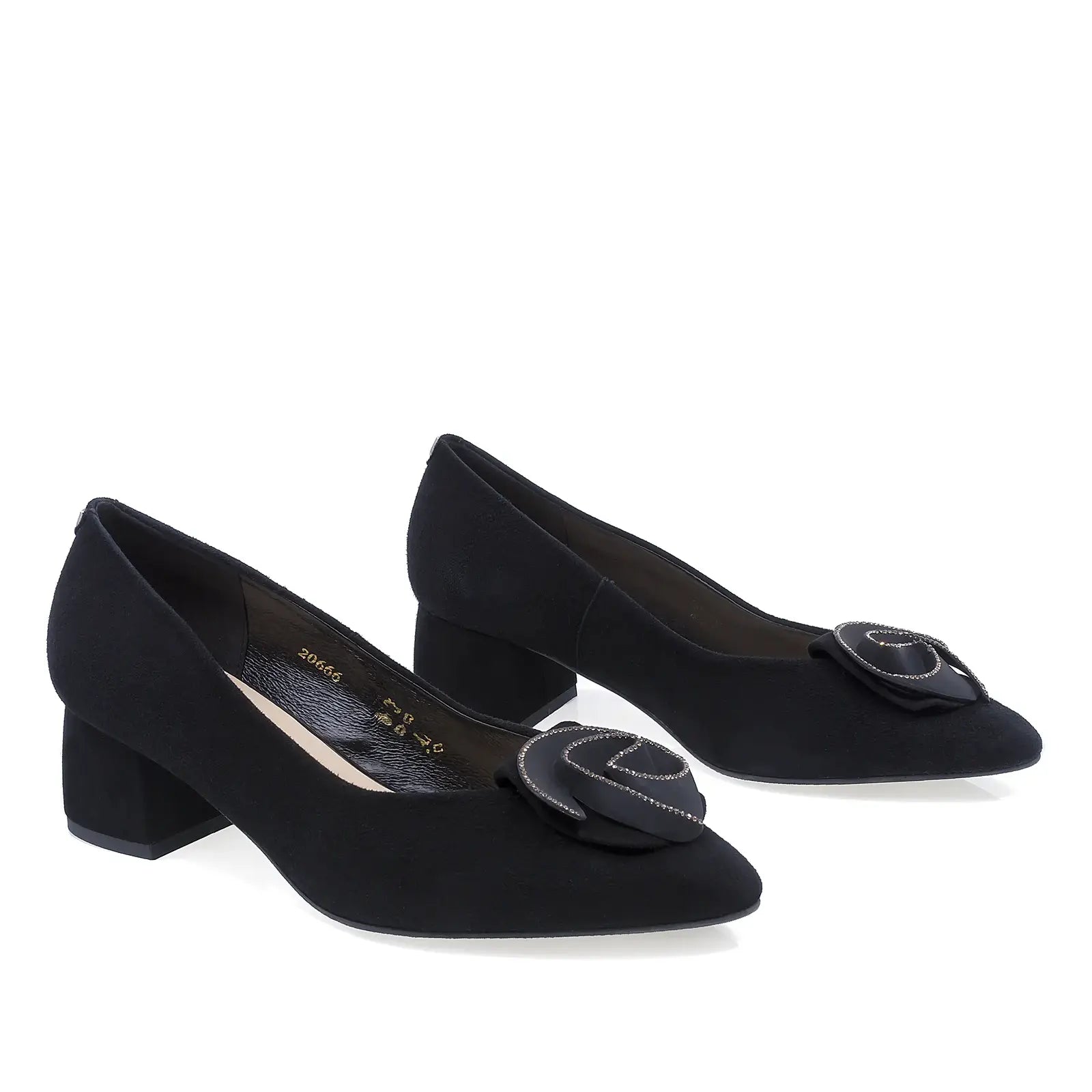 Pantofi damă eleganți negri din piele întoarsă Sala DSALA20666, vedere din față, model clasic