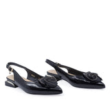 Pantofi damă eleganți Sala 20667 piele lăcuită neagră vedere din față