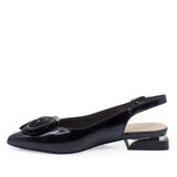 Pantofi damă eleganți din piele lăcuită neagră Sala 20667 vedere lateral stânga