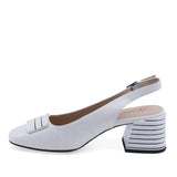 Pantofi damă eleganți Anna Viotti D105-6371P-A11-X16 din piele naturală albă, vedere lateral stânga, model rafinat cu toc mediu