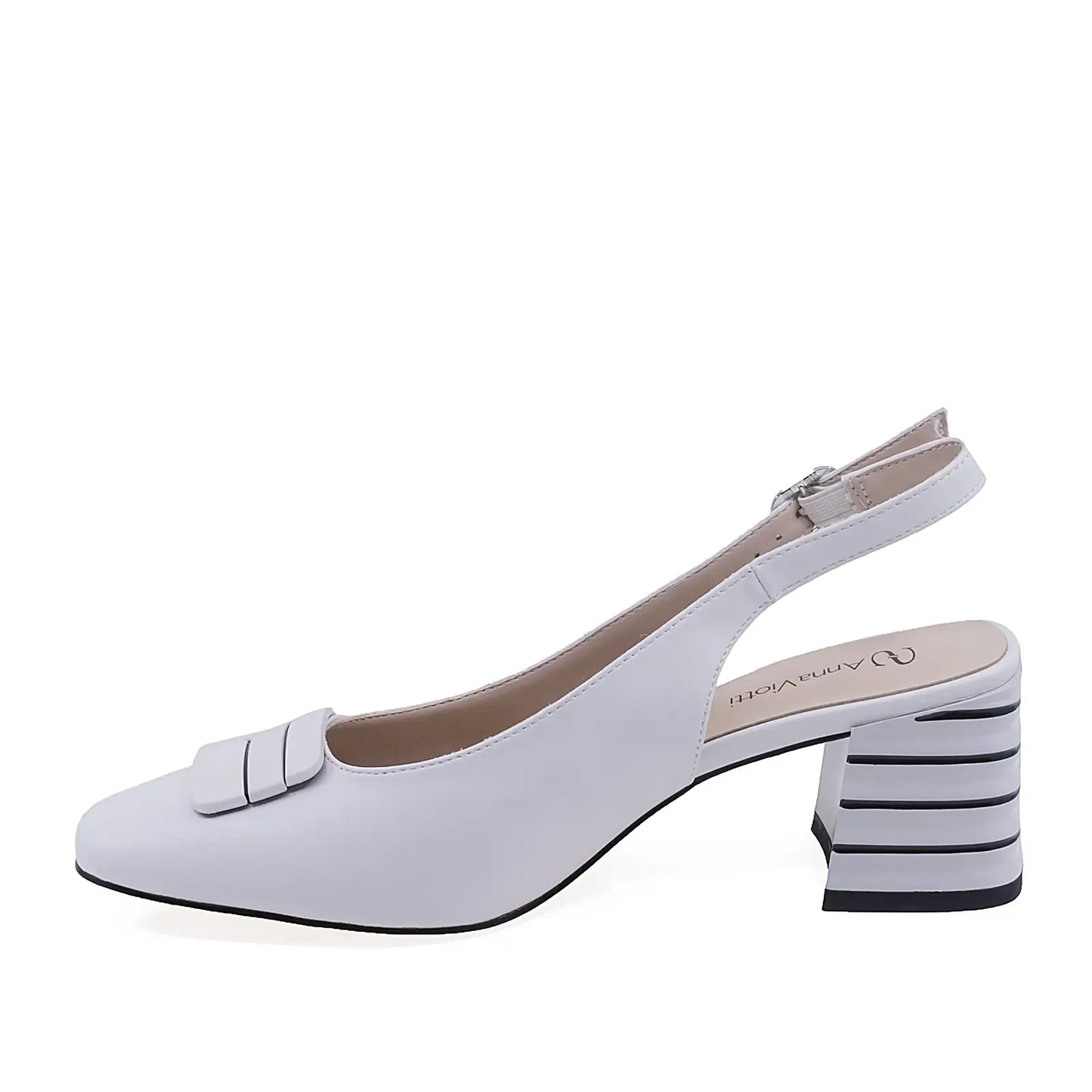 Pantofi dama Anna Viotti D106-H3G819-GW1056V-QJ albi vedere laterala stanga design elegant si feminin