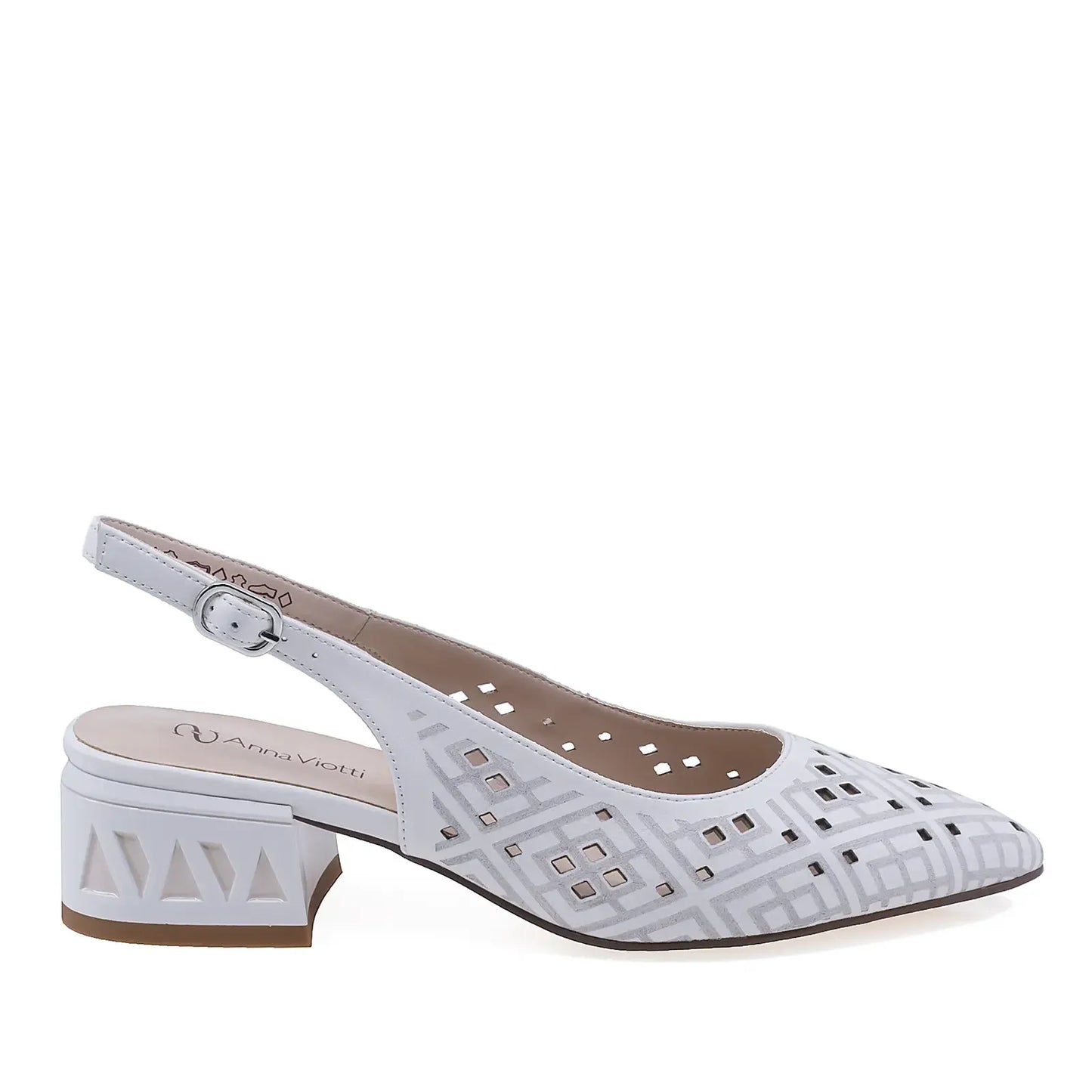 Pantofi damă eleganți Anna Viotti din piele naturală albă, model D106-QH3A236-GW1068V-J, vedere lateral dreapta