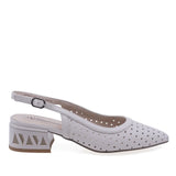 Pantofi dama eleganti Anna Viotti din piele naturala bej vedere lateral dreapta cu toc mediu comozi